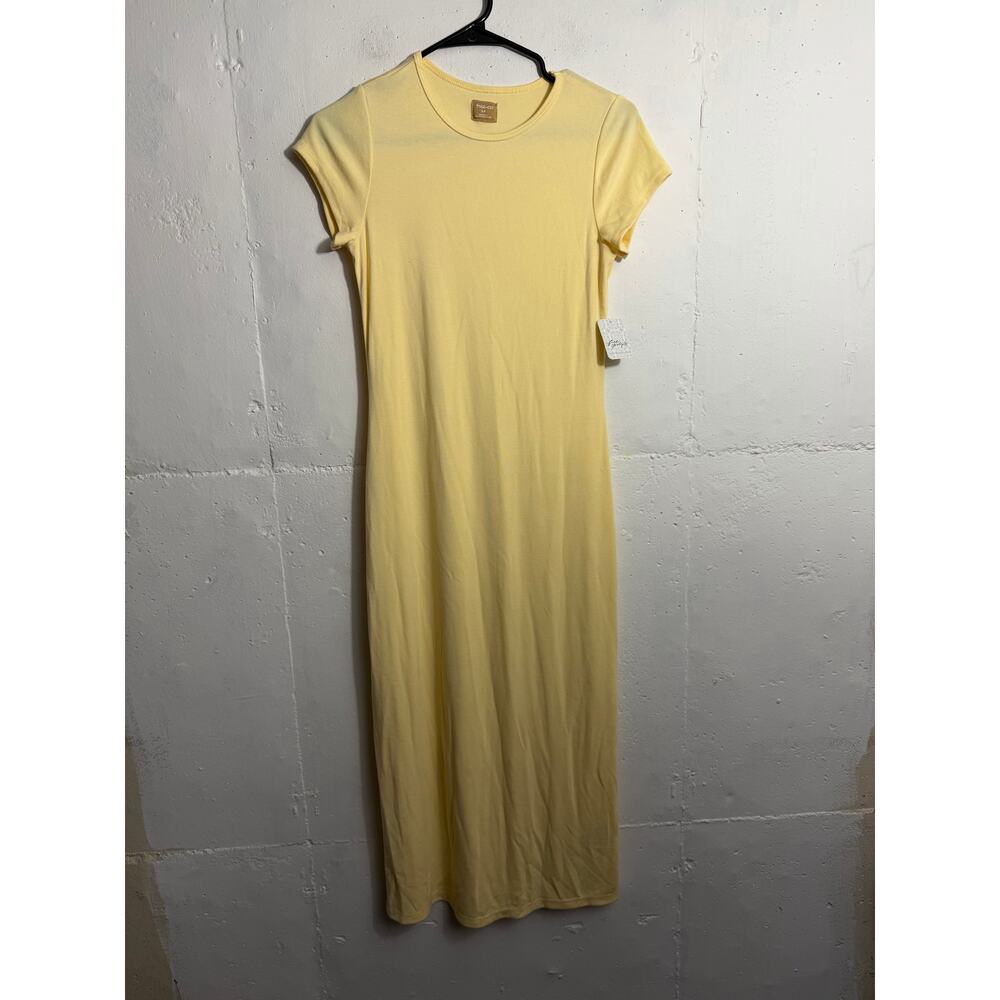 NEW Free People Free EST Butter Yellow Midi Dress Short Sleeve Size Small
